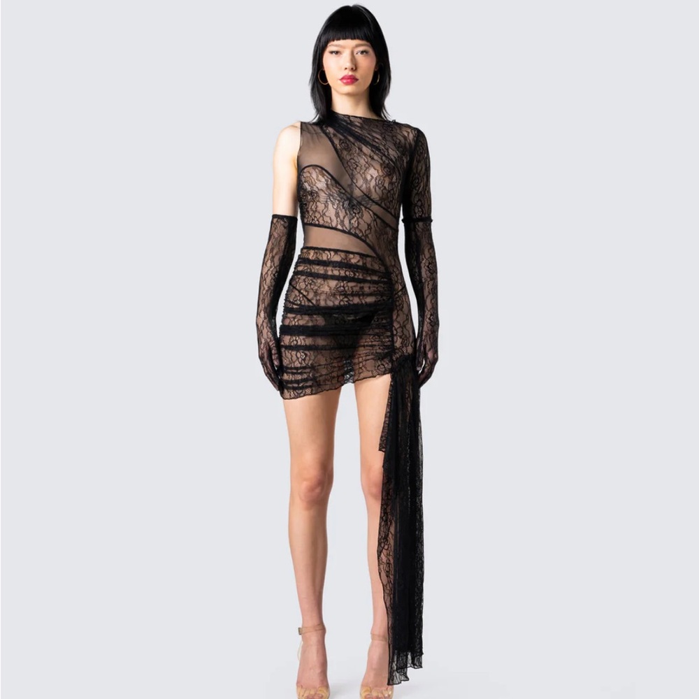Serena Black Mini Dress and Gloves